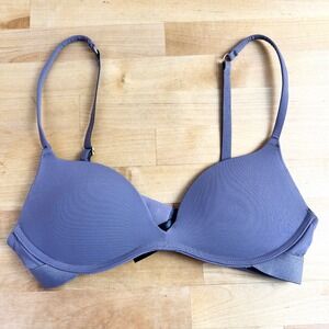 Pepper 30B Zero-G Wire Free Lift Up Push-Up Bra Purple Gray Adjustable Straps